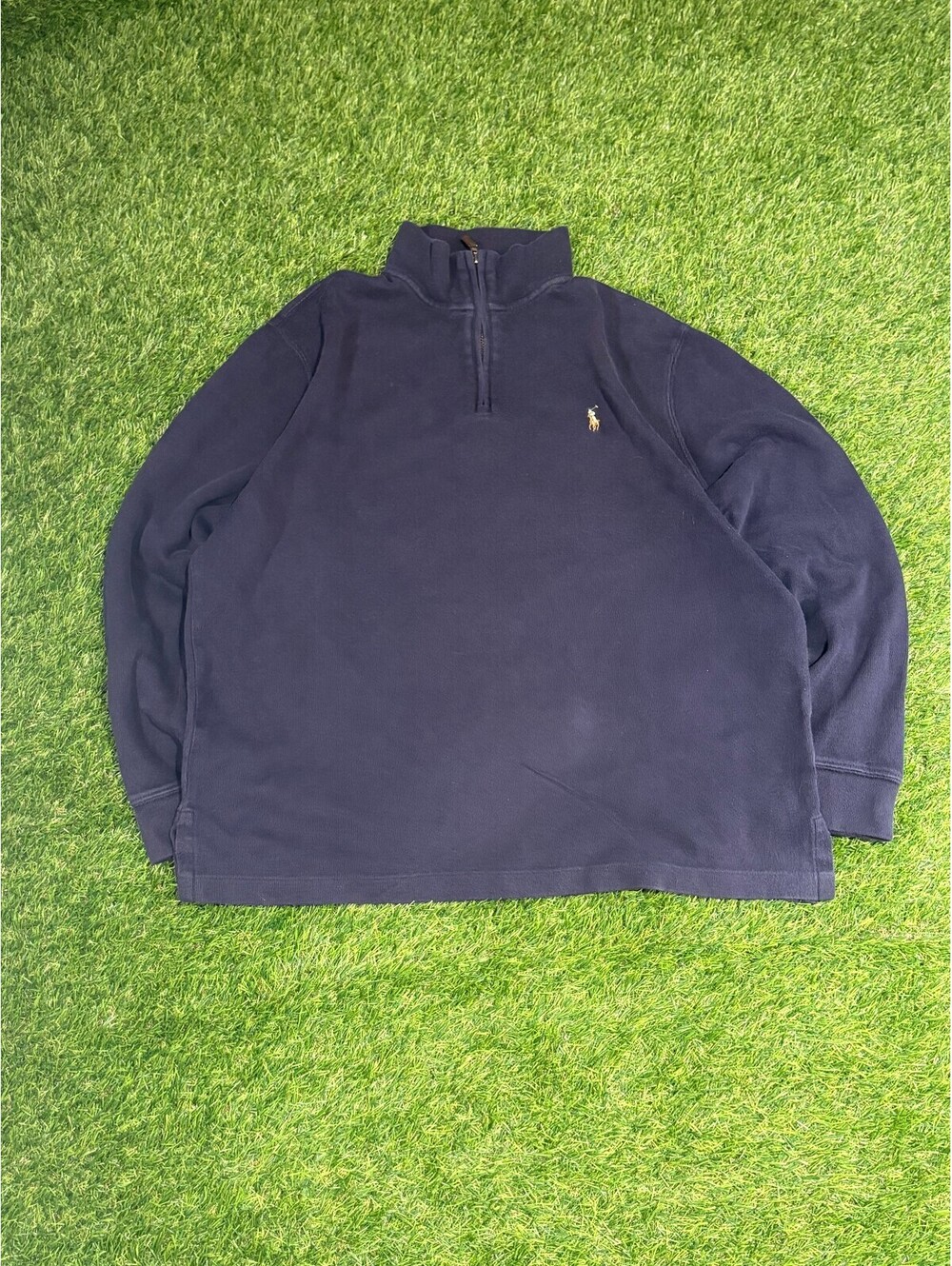 Vintage Polo Ralph Lauren Estate Rib Navy Cotton Pullover Sweatshirt, Men's M